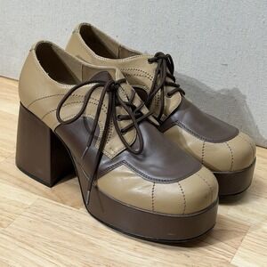 Funtasma Brown Platform 70s Hippie Disco Costume Shoes womens size 9